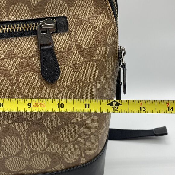 Auth COACH West Slim Backpack In Signature Canvas F78756 Beige/Black - Picture 16 of 16